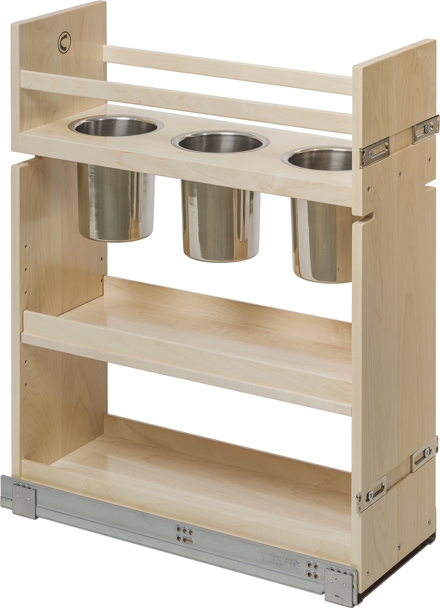 Century Components 11-7/8 Inch Width American Made Cookie Tray Base Cabinet  Pull-Out Organizer with Blum Soft-Close Slides, Maple, Minimum Cabinet