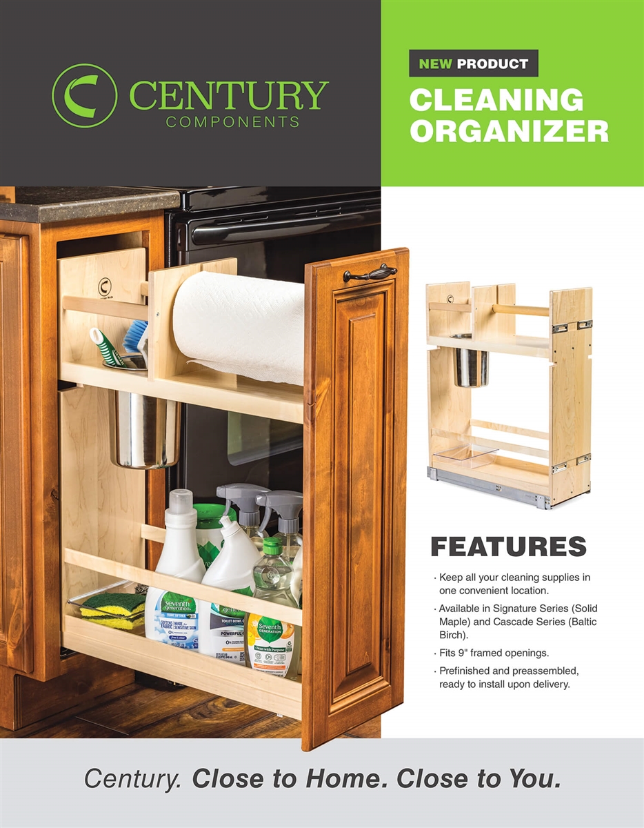 Century Components Cascade Cabinet Cleaning Organizer - Solid Maple (Fits 9